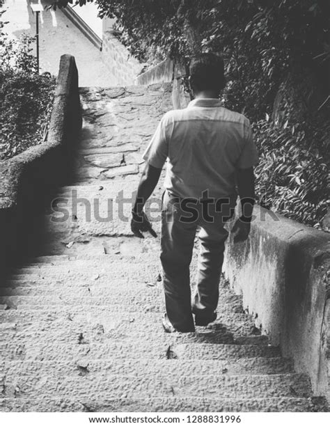 Man Going Down Stairs Black White Stock Photo 1288831996 Shutterstock