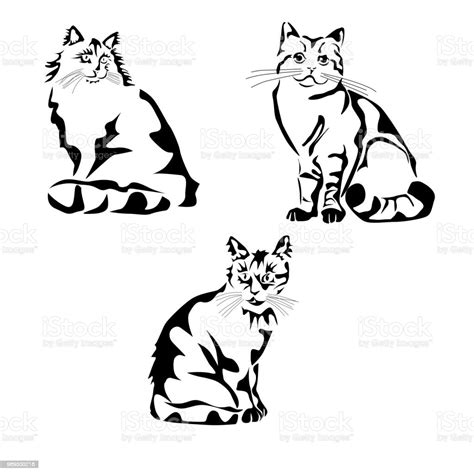 Vector Illustration Of A Cat Stencil Tattoo Stock Illustration