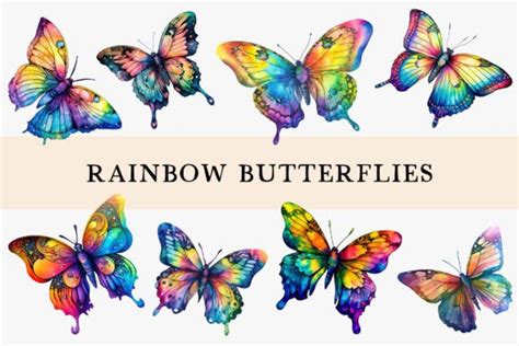 Watercolor Rainbow Butterflies Graphic By Anakaoni · Creative Fabrica