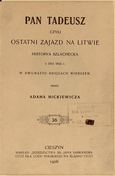 Pan Tadeusz Wyja Nienie Tytu U Kanon Lektur