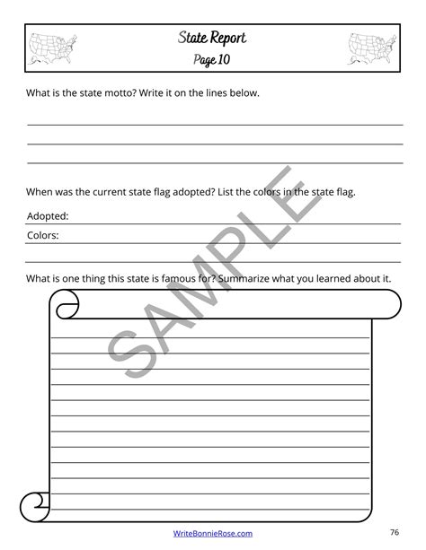 State Report Templates United States History Geography Worksheets