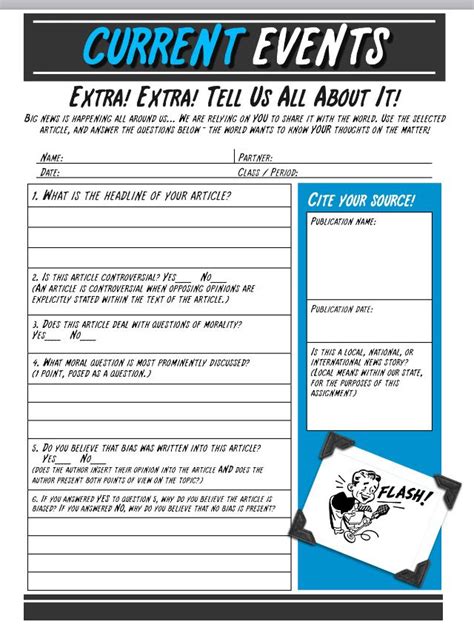 Current Events Handout Direct Download From Pinterest Social