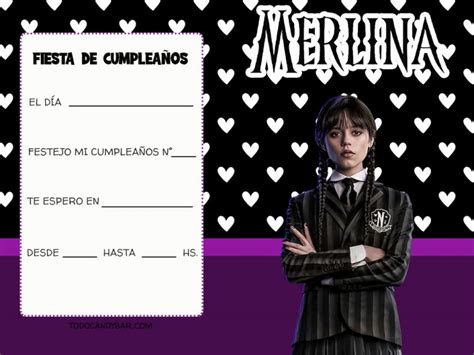 Invitaciones Merlina Addams Todo Candy Bar