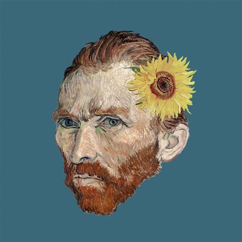Van Gogh Inspired Self Portrait And Sunflower Remixed Clipart Famous