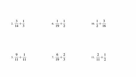 Adding Fractions with Unlike Denominators (A) Fractions Worksheet