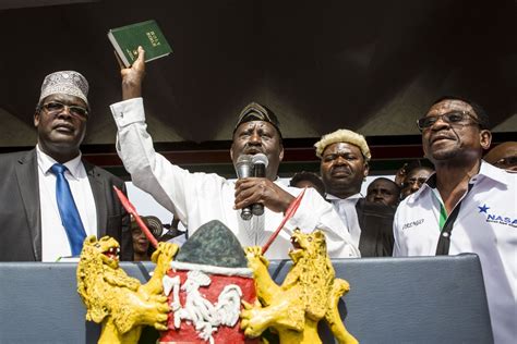 Surreal Scenes As Kenyan Opposition Leader Raila Odinga Swears Himself In As The Peoples President