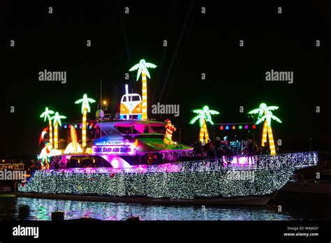 Balboa Island During The Christmas Boat Parade Newport Beach Orange