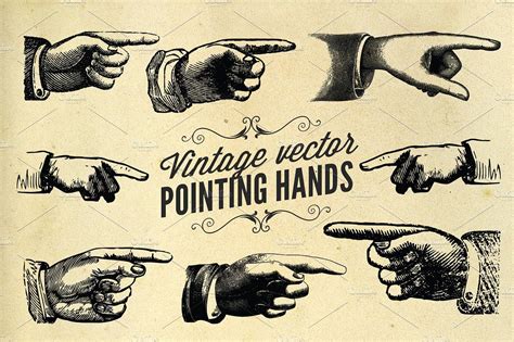 Vintage Vector Pointing Hands Pointing Hand Illustrator Cs6
