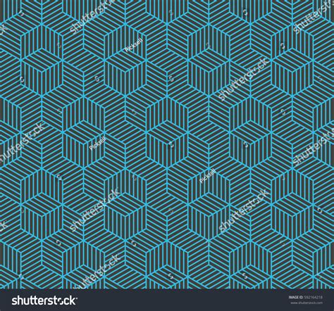 Seamless Black Blue Striped Isometric Hexagonal Stock Illustration