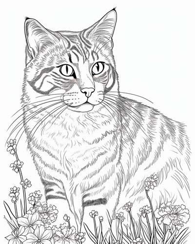 Realistic Cats Coloring Pages