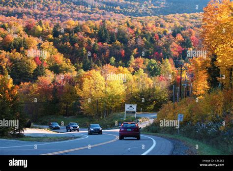 Fall Foliage Seen From Highway In Stowe Vermont Usa Stock Photo Alamy