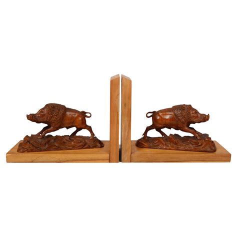 Antique Black Forest Wood Carved Cat And Dog Bookends 1900s At 1stdibs