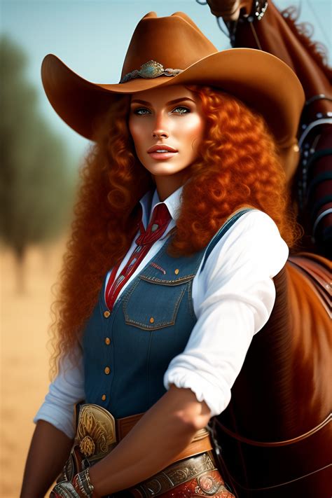 lexica realistic rodeo girl cowgirl beautiful girl strawberry blond long curly hair whole