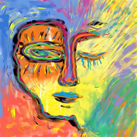 Abstract Digital Painting Of Human Face Colorful Composition In