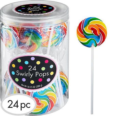 Rainbow Swirly Lollipops 24pc Party City In 2019 Rainbow Candy Buffet