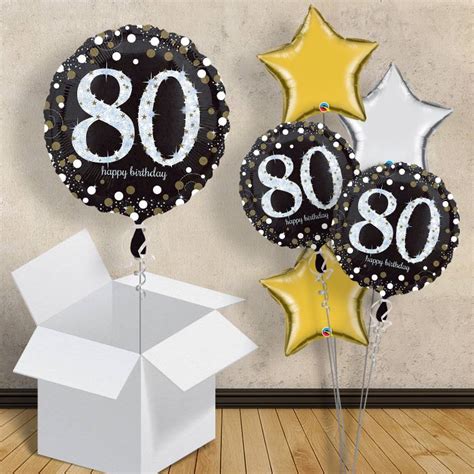 Gold Sparkle Happy 80th Birthday 18 Balloon In A Box