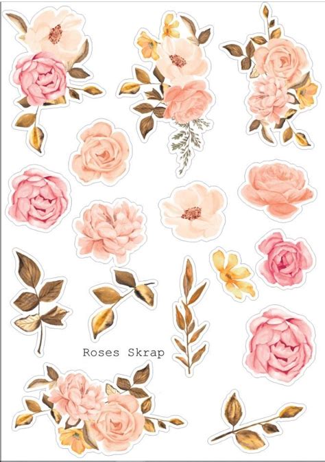 Die Cut Roses à Découper Printable Planner Stickers Journal Stickers