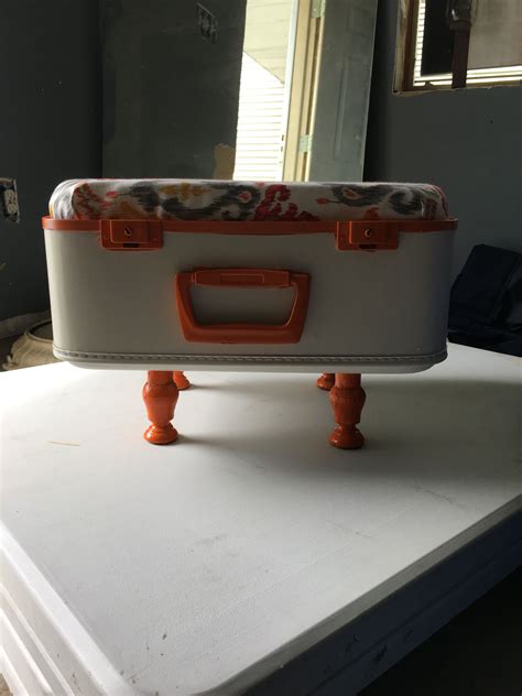 An Old Vintage Suitcase Into A Foot Stool Vintage Suitcase