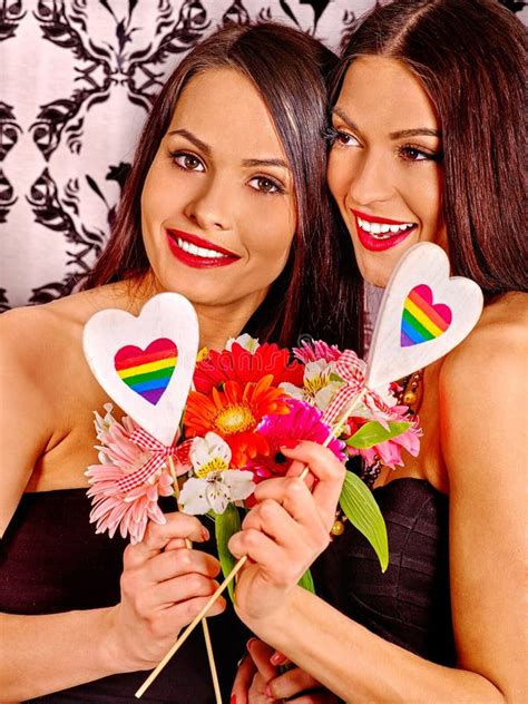 Lesbian Women With Heard In Erotic Foreplay Game Stock Photo Image Of