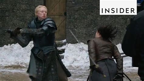 How Game Of Thrones Filmed Arya And Brienne S Sword Fight Scene YouTube