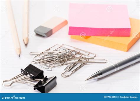 Paper Pins With Office Supplies Stock Image Image Of Postit Path