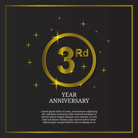 3rd Anniversary Celebration Icon Type Logo In Luxury Gold Color