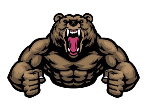 Premium Vector Big Muscle Grizzly Bear Mascot Logo