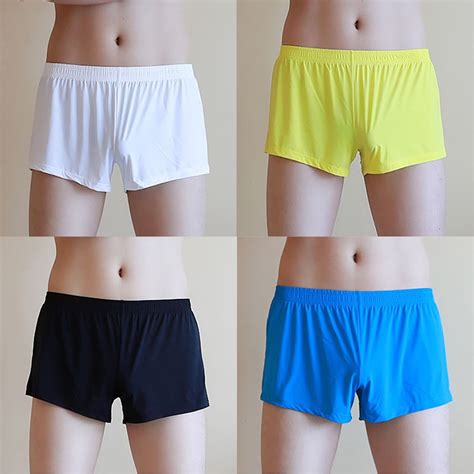 Ggg 1202 Men Ice Silk Boxer Briefs Trunks Sexy Sheer Breathable Seamless Shorts Underwear