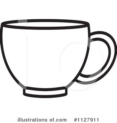Black cup of milk and white cup of coffee on a natural white background, top view. Cup Clipart #1127911 - Illustration by Lal Perera