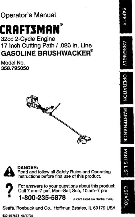 Craftsman User Manual Gasoline Brushwacker Manuals And Guides