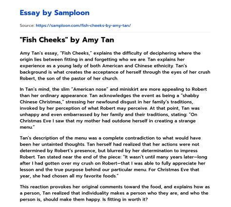 ≫ Fish Cheeks By Amy Tan Free Essay Sample On