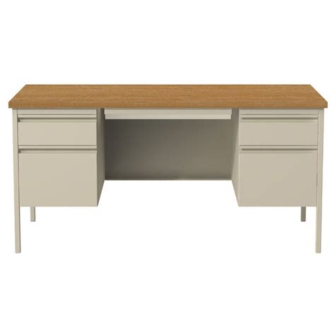 Hirsh Industries 20100 Putty Oak Double Pedestal Desk 60 X 30 X 29 1 2