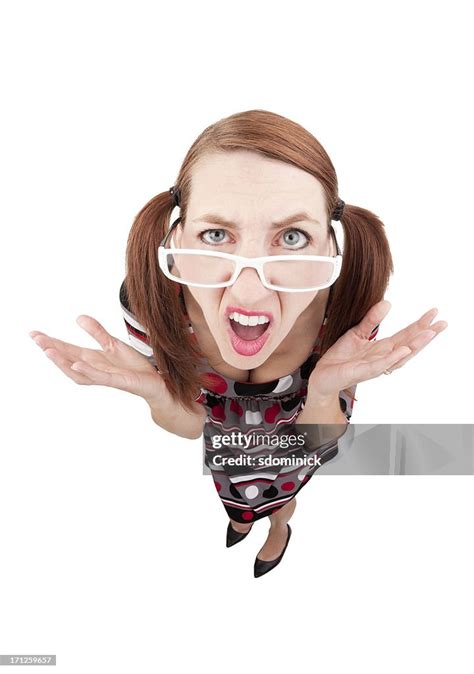 Fisheye Nerd Woman Fed Up High Res Stock Photo Getty Images