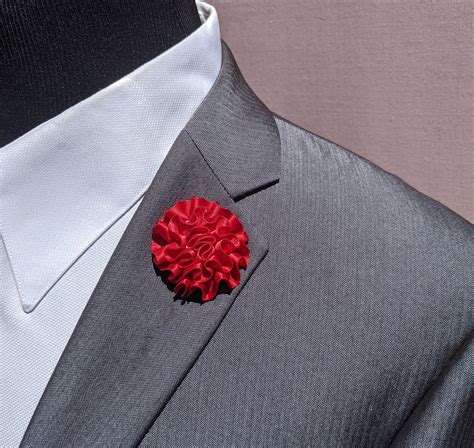 2 Red Satin Carnation Lapel Pin Business Mens Etsy