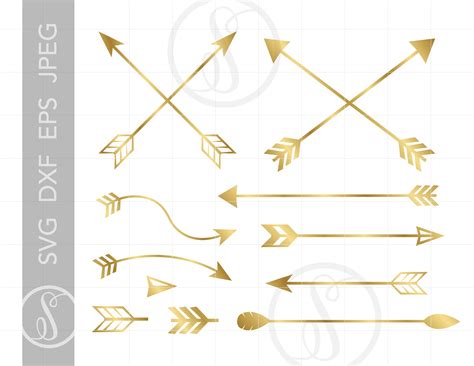 Gold Arrows Svg Clip Art Cut Files Gold Vector Arrow Svg Dxf Etsy