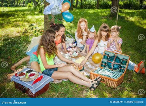 Girlfriends On Picnic Stock Image Image Of People Picnic 25596741