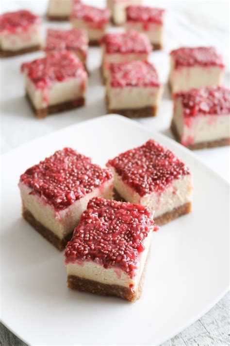 Made in 1 bowl with 5 ingredients (plus makes about 16 large bars. Raw Vegan Raspberry Cheese Cake Bars - Live Simply Natural