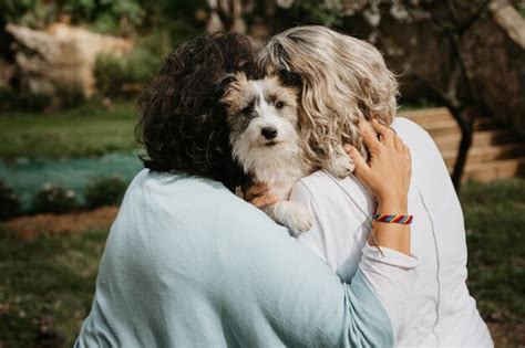 Premium Photo Backwards Lesbian Couple With Jack Russell Pet Dog