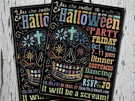 Halloween Party Invitation Day Of The Dead Invitation Dia Etsy