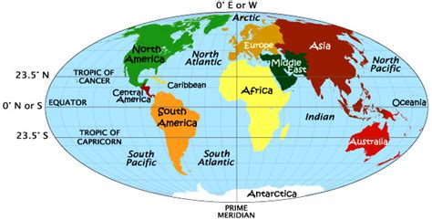 World Map With Latitude And Longitude Labeled