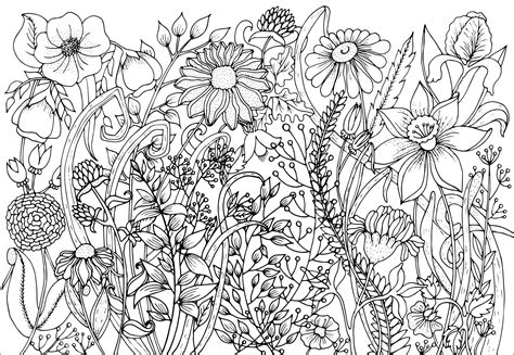 Coloring pages of dogs to print. Cute spring flowers - Flowers Adult Coloring Pages