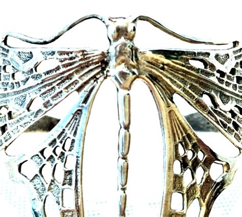 20th Century Art Nouveau Style 925 Sterling Silver Dragonfly Cuff