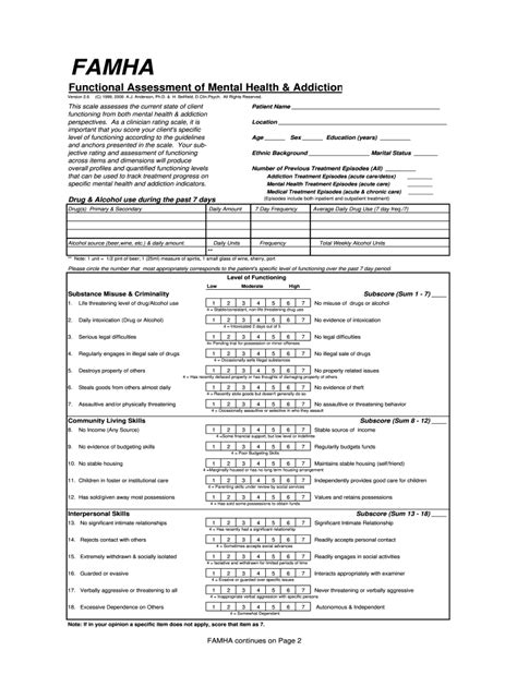 Functional Assessment Mental Health 2020 2022 Fill And Sign Printable