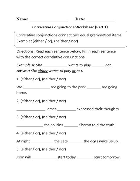 Conjunction And Or But Worksheet Pdf