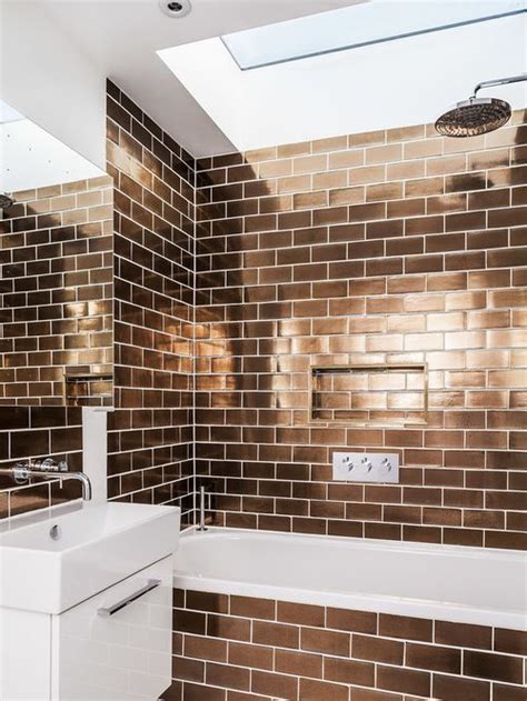 Copper Bronze Subway Tile Bathroom And Skylight Bathroom Tile Color