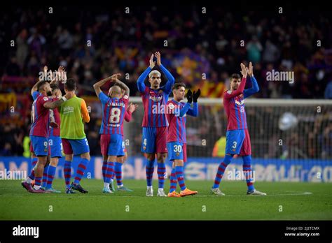Barcelonaspain3 April2022 Fc Barcelona Team At The End Of The
