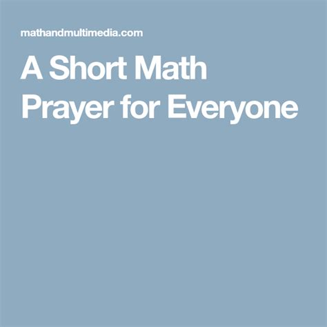 A Short Math Prayer For Everyone Prayers Math For Everyone