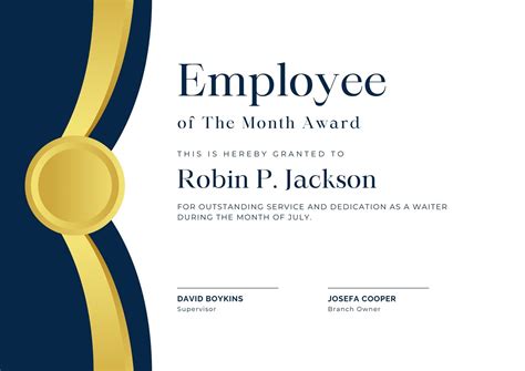 Free Printable Employee Of The Month Certificate