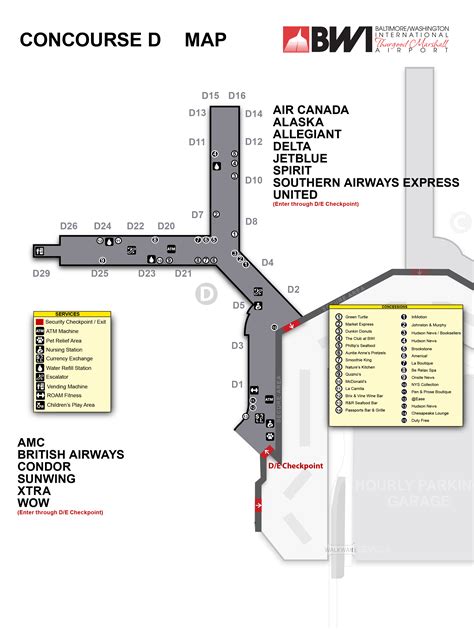Baltimore Washington International Airport Map Bwi Printable