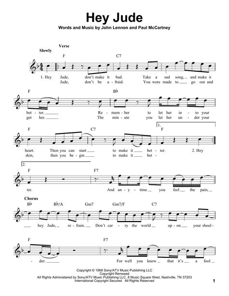 Hey Jude Sheet Music The Beatles Pro Vocal